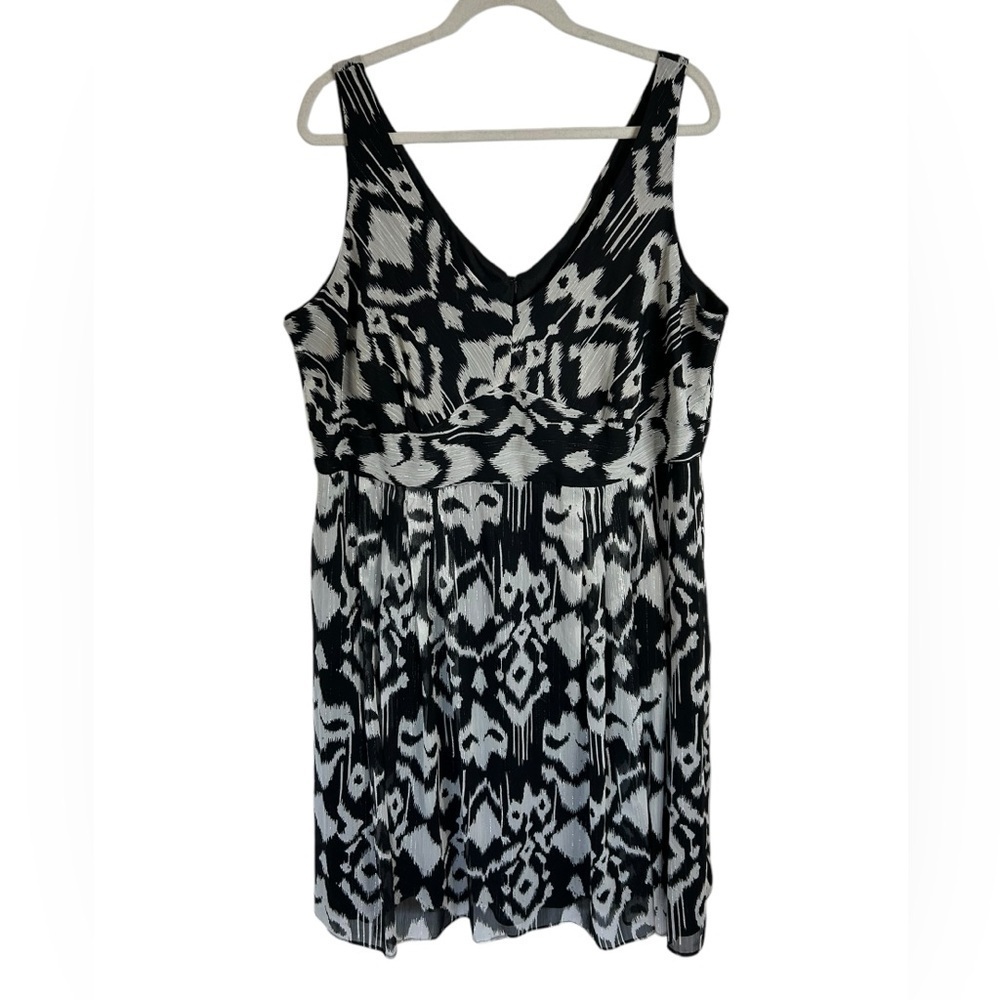 R&M Richards Dress Black White Crepe Lined Party Cocktail Dress Womens Sz 18W